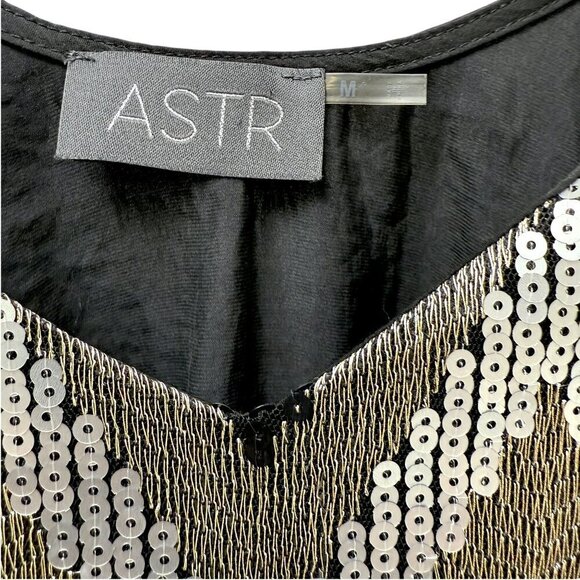 ASTR Sequin Top Medium Camisole Gold Black Silver Sleeveless Cami Zigzag Tank - Picture 6 of 10